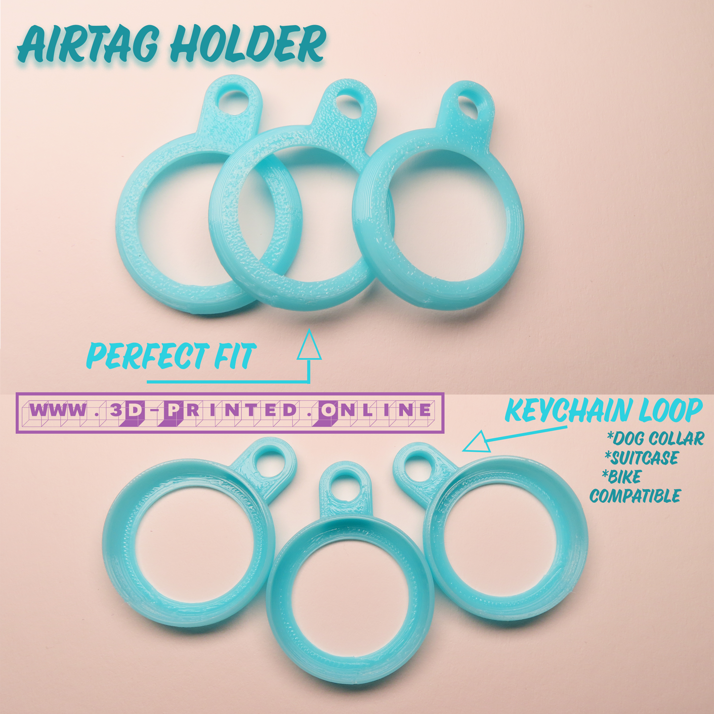 Cyan Airtag Holder pack of 3